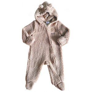 DISNEY POOH Baby Hooded Zippered Plush Winter Pram Bodysuit Size 6-9 Months EUC